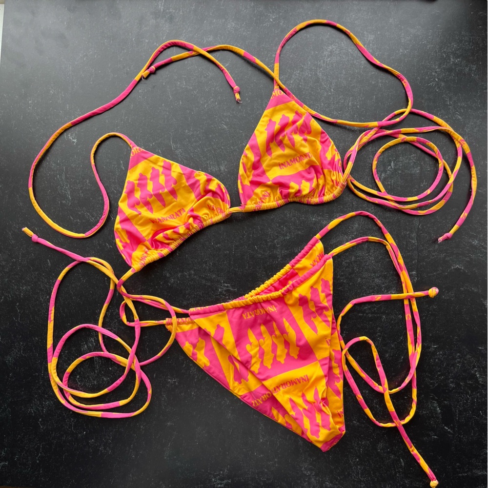TOP ONLY - Inamorata Las Olas Bikini Set in Pink Saffron Check